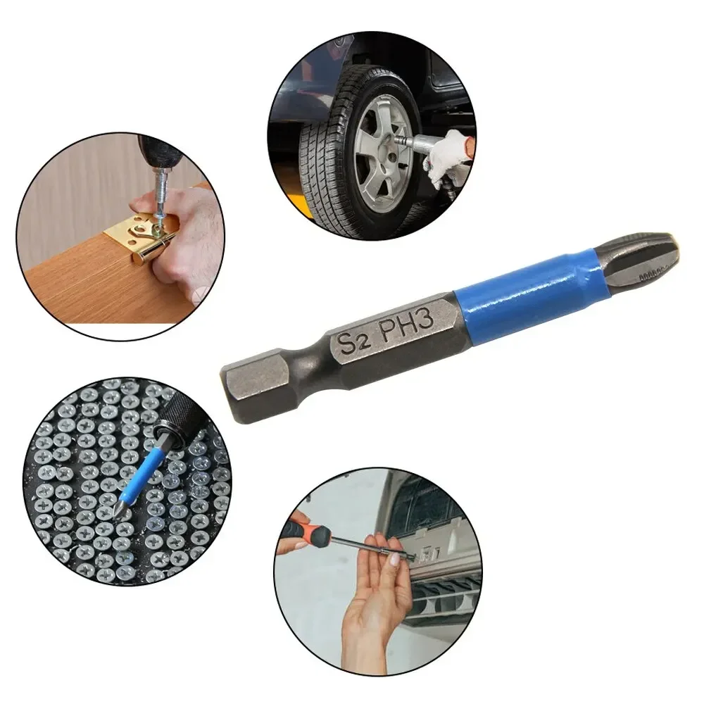 6-teiliges Schraubendreher-Set mit Sechskantgriff, Rutschfest, für Elektrowerkzeuge und Holzarbeiten, PH1 PH2 PH3 PZ1 PZ2 PZ3 Image
