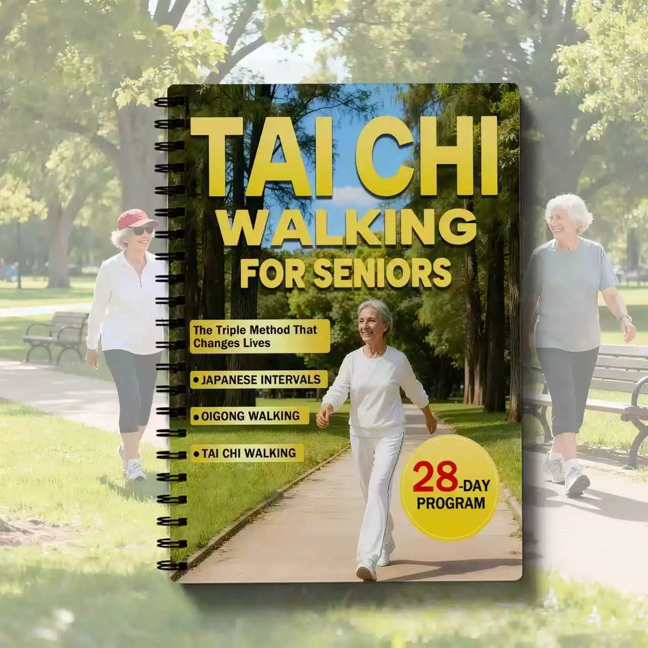 Tai Chi Walking Seniors Beginners English Spiral Bound 10 Mins Daily 28-Day Weight Loss Fitness Guide Book