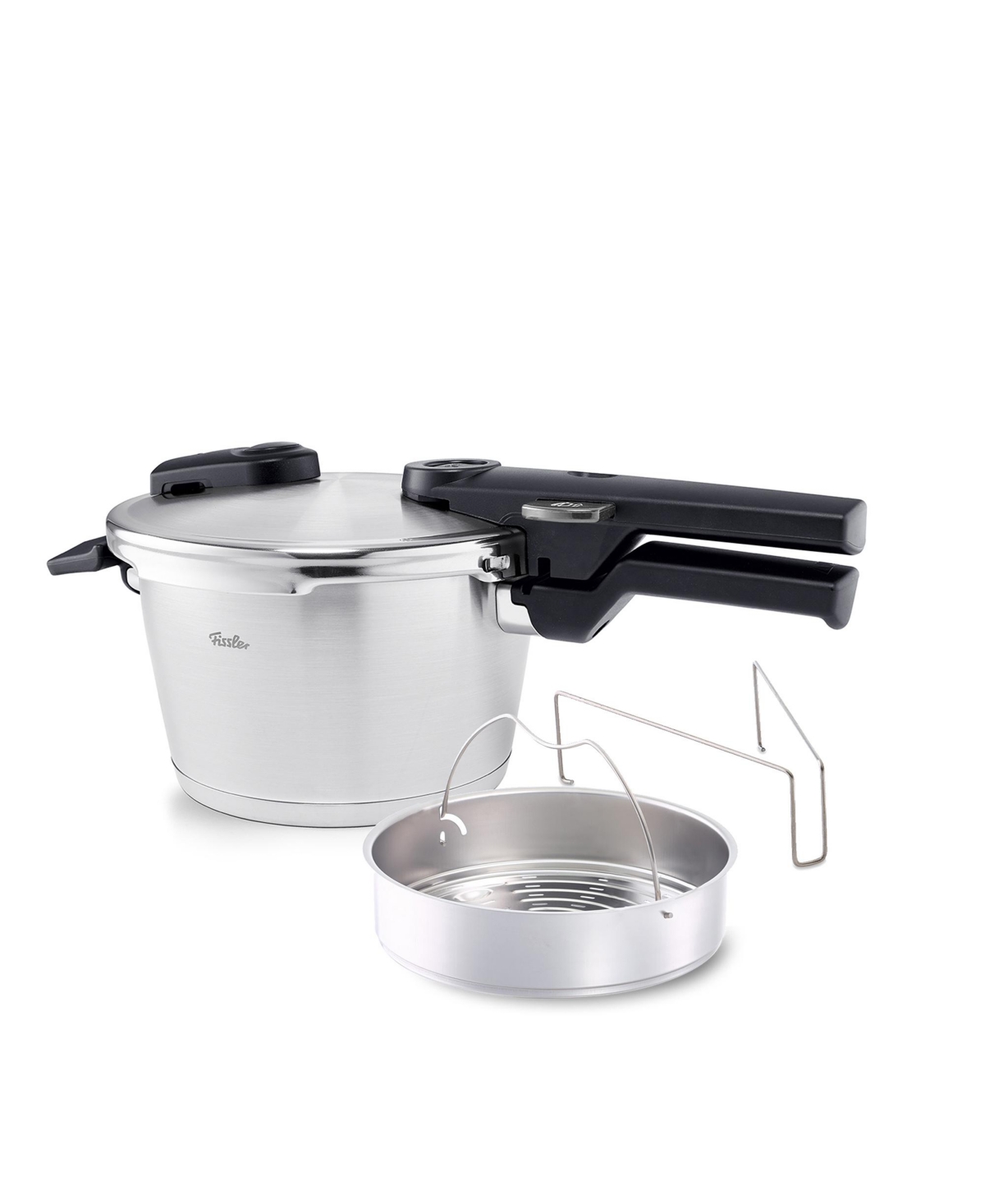 Fissler Vitaquick Premium Pressure Cooker with Steamer Insert and Tripod, 2.6 Qt - Stainless Steel