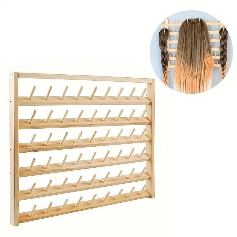 Porta rocchetti in legno da appendere alla parete, organizer per fili da cucito, espositore per parrucche e accessori per capelli fai da te.