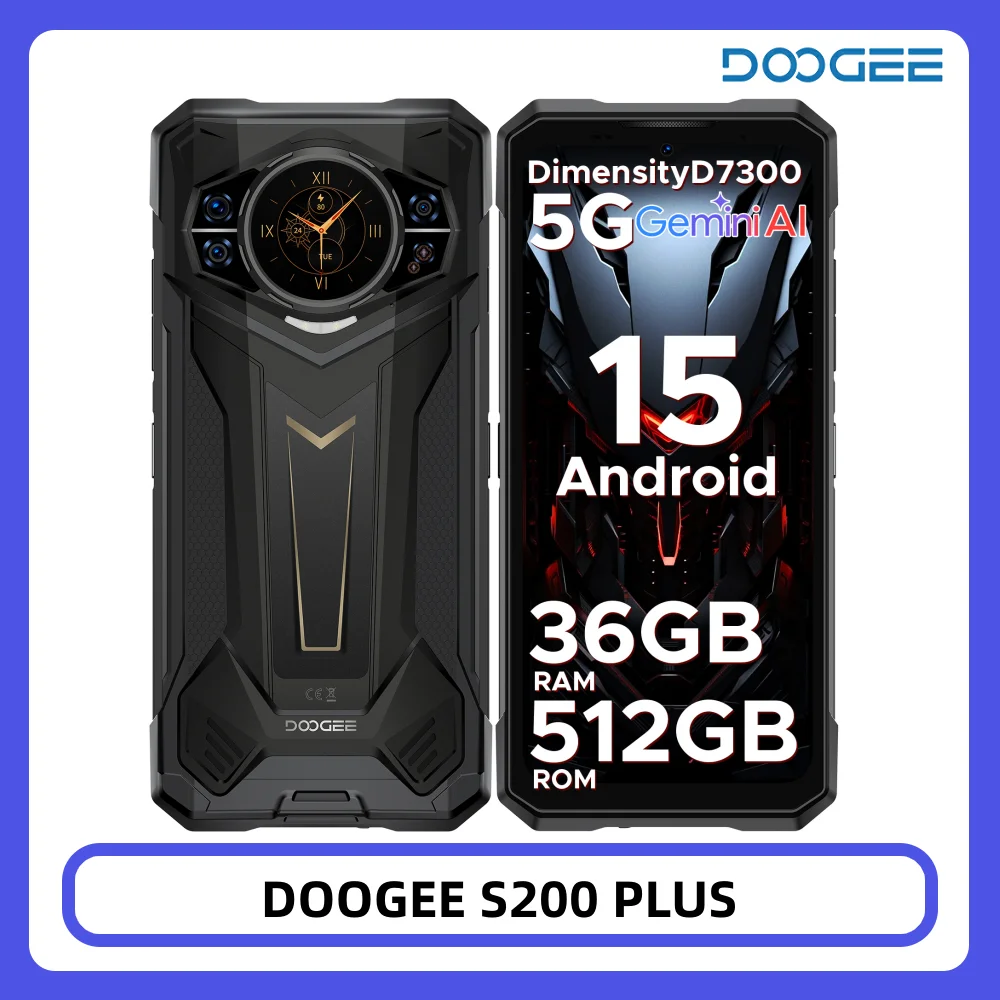 DOOGEE S200 Plus Outdoor-Smartphone 36GB RAM + 512GB ROM Dimensity 7300 11000mAh 66W 6,72 Zoll 120Hz Dimensity 7300 100MP NFC Smartphone Image