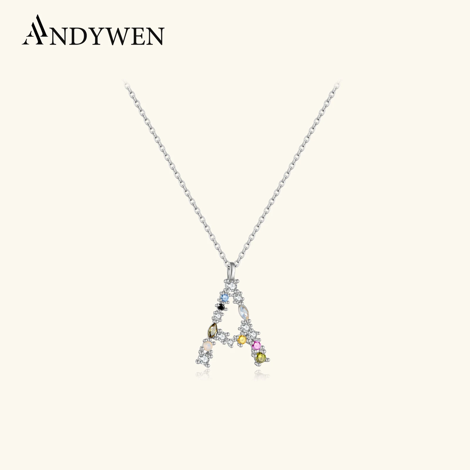 ANDYWEN 925 Sterling Silber 26 Buchstaben Gold Ersten EINE B Anhänger Halskette Dünne Lange Kette Einstellbare Mini P G CZ schmuck