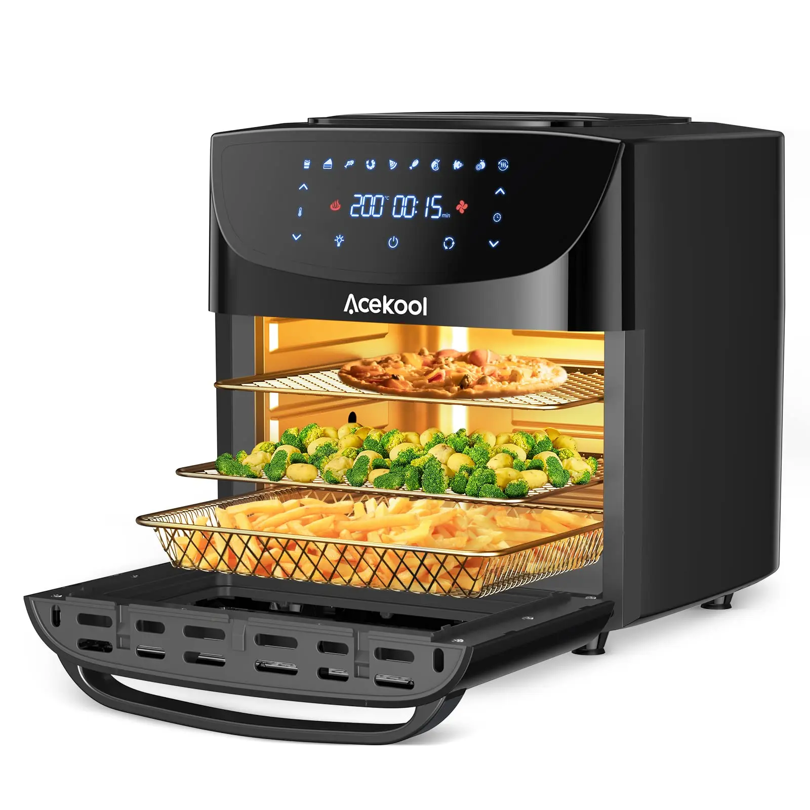 18L Heißluftfritteuse 8-in-1 Digitaler Touchscreen-Ofen 1800W Schnelle Luftzirkulation Ölfreier Mini-Ofen mit Zubehör Image