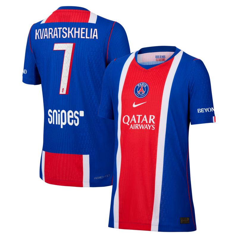 Maillot Domicile Match PSG Nike Aero-FIT 26/27 - Enfant avec flocage Kvaratskhelia 7
