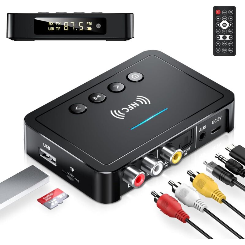 Trasmettitore Bluetooth, Adattatore Trasmettitore/ricevitore Bluetooth 5.0 3 In 1, Radio Fm Per Auto, Jack Da 3,5 Mm, Hifi, Rca/aux/ottico/coassiale Per Tv/pc/sistema Stereo/cuffie/altoparlanti