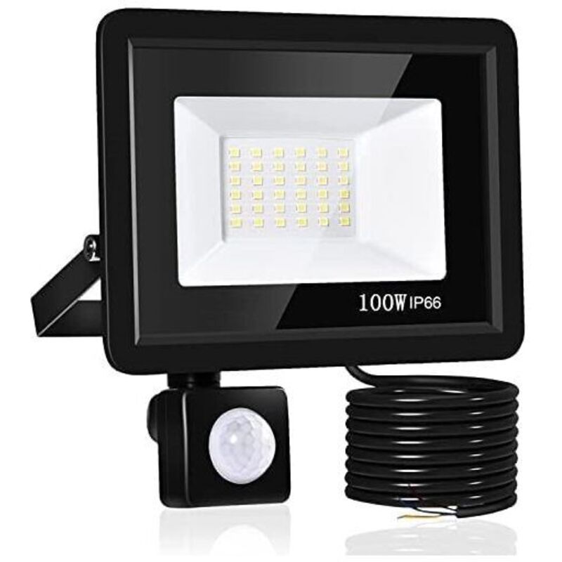 Proiettore Led Lablanc Proiettore Led Per Esterni Con Sensore Di Movimento - 10.000 Lm, 100 W, Bianco Freddo 6.500 K, Impermeabile Ip66 - Adatto Per Giardino, Garage, Patio, Fabbrica, Stadio