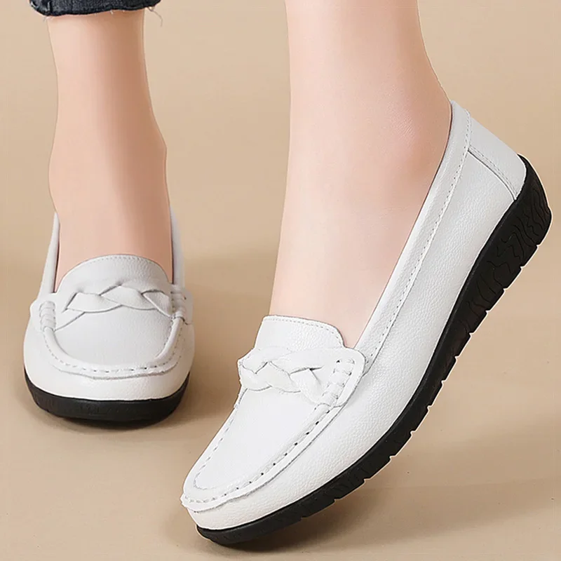 Chaussures femmes 2025 nouveaux mocassins sans lacet chaussures plates en cuir femme chaussures plates confortables femmes blanc Zapatos Mujer chaussures pour femmes