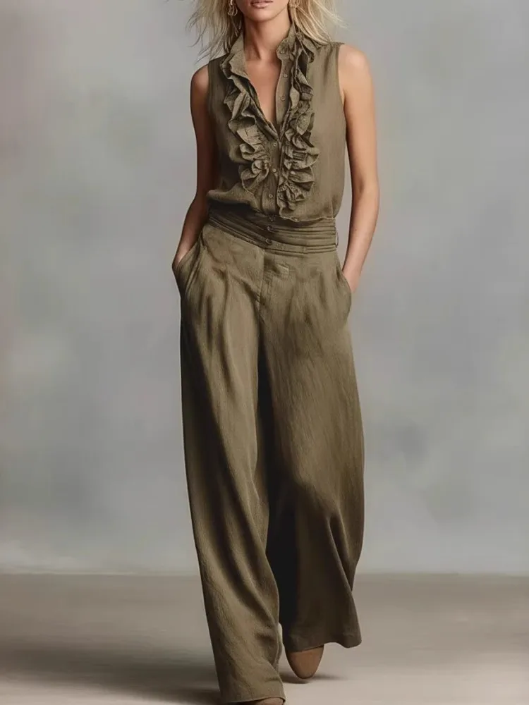 Completi da donna 2 pezzi, Nuovi arrivi 2026, Set estivi coordinati, Completi due pezzi, Top senza maniche e pantaloni lunghi, Abiti e outfit