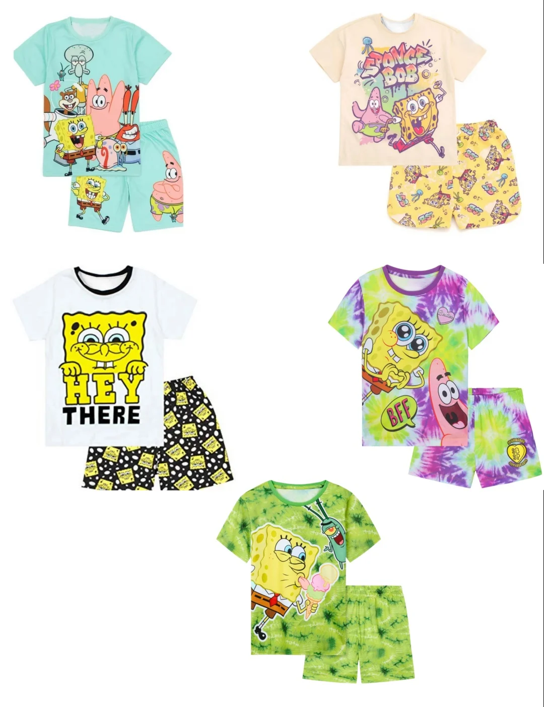 Bikini Bottom Squad Wiedersehen! SpongeBob & Patrick 3D Cartoon Vollbedrucktes Homewear Pyjama-Set für Eltern und Kinder/Paare Image