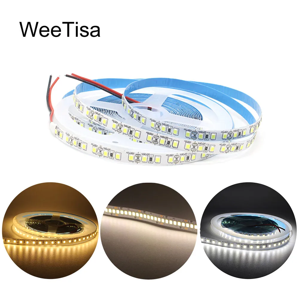 LED-Streifenlicht, 12 V DC, SMD 2835, 120 LEDs/m, 1 m, 2 m, 3 m, 4 m, 5 m, Tira-LED-Streifenband, warmweiß, 240 LEDs/m, flexible Innenbeleuchtung für Zuhause Image