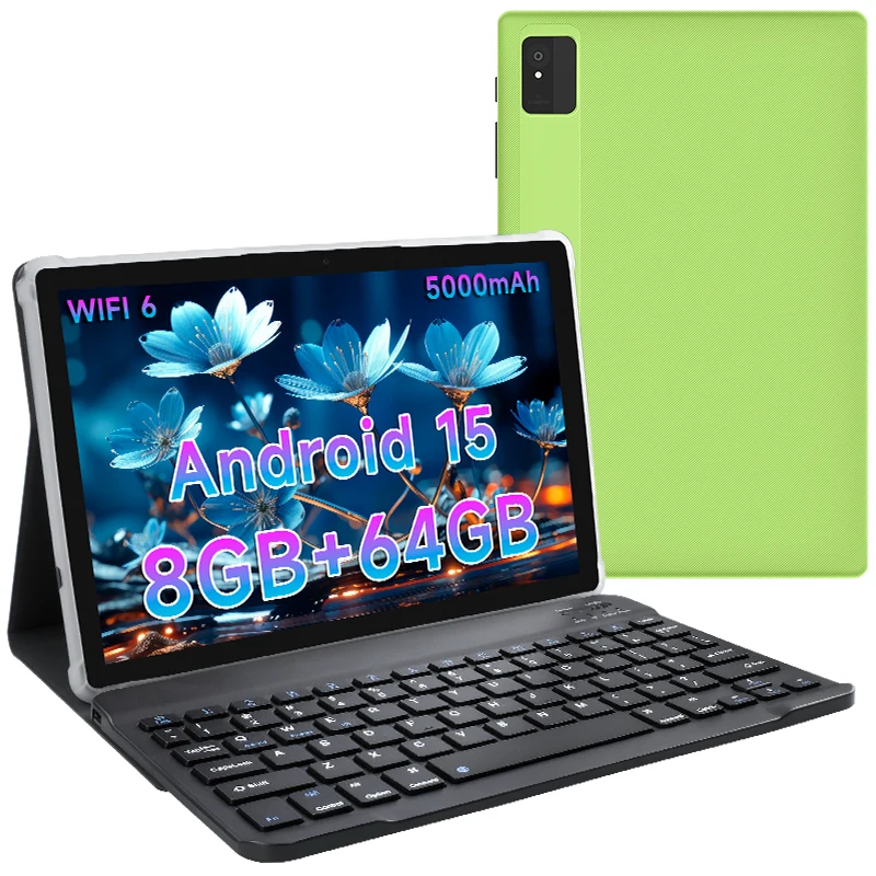 10,1-Zoll-Tablet Android 15 Tablet, 2025 Tablets mit Tastatur, 8 GB + 64 GB + 1 TB Erweiterung, 2-in-1-Tablets mit 5000-mAh-Akku, Octa-Core Image