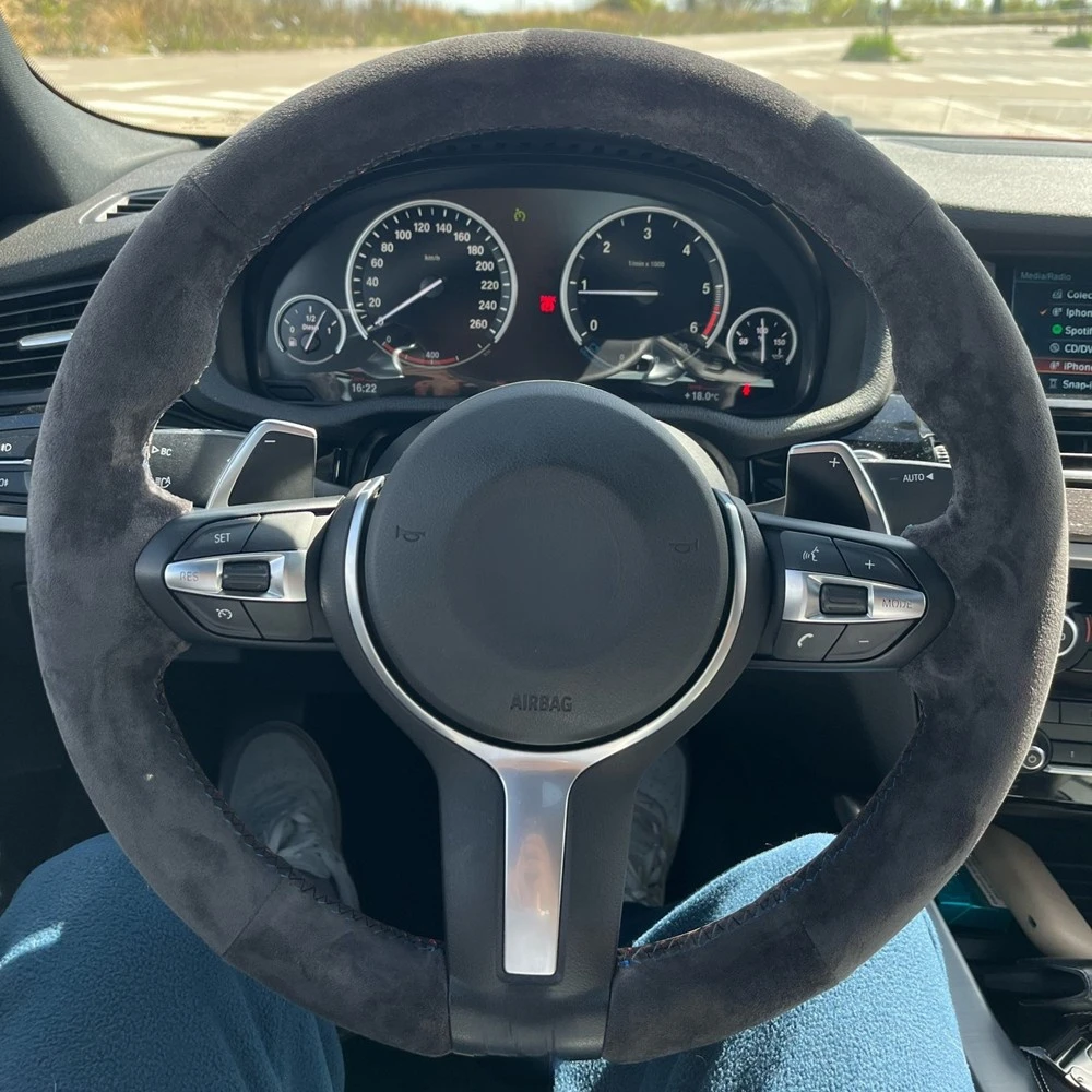 Angepasst Auto Lenkrad Abdeckung Wildleder Flechten Für BMW F87 M2 F80 M3 F82 M4 M5 F12 F13 M6 F85 X5 M F86 F33 X6 M F30 M Sport Image