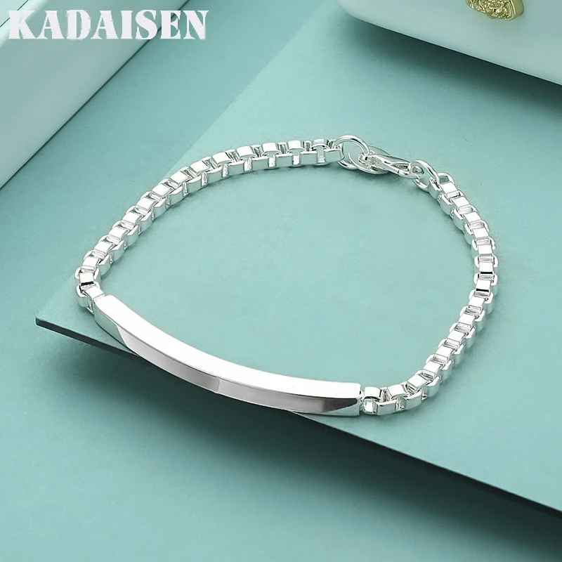 Feines koreanisches Mode-Armband aus 925er Sterlingsilber mit klassischem Streifengitter-Muster für Damen und Herren, Hochzeit, Party, edle Geschenke, Schmuck Image