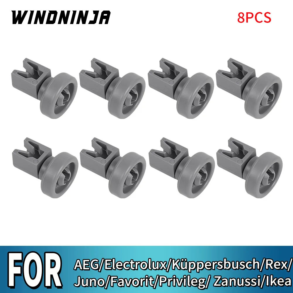 8-teiliges Spülmaschinen-Korbrollen-Set für AEG, Electrolux, Küppersbusch, Favorit, Privileg, Zanussi, Ikea Image