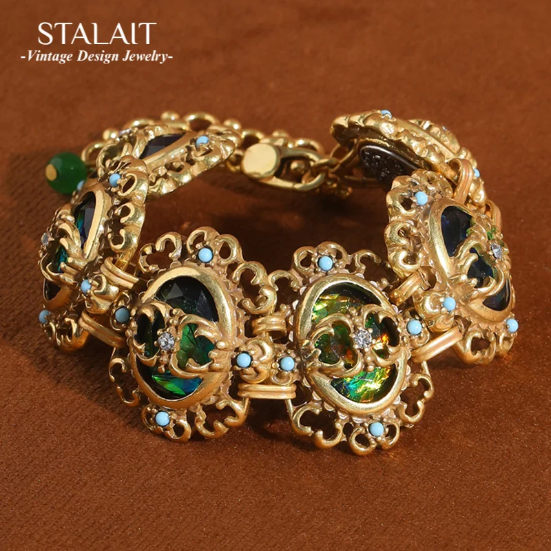 Vintage Hohl Strass Opal Armband Charme Für Frau 18 karat Reales Gold Überzogene Luxus Dubai Schmuck Designer Zubehör 2025 Image