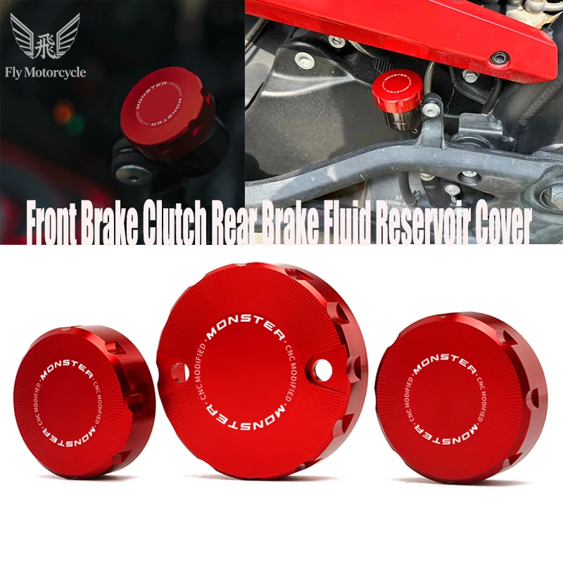 Für Ducati Monster 950 1100 S/EVO 1200 S/R 749 848 996 Zubehör CNC Vorderer Brems- und Kupplungsflüssigkeitsbehälterdeckel Image