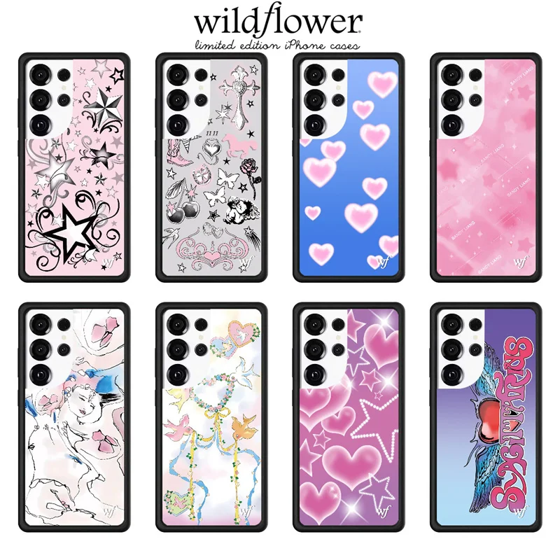 Wildflower Cute Star Dove Diaries Handyhülle für Samsung Galaxy S26 S25 S24 S23 Ultra WF Lila Moss Love Heart stoßfeste Hülle Image