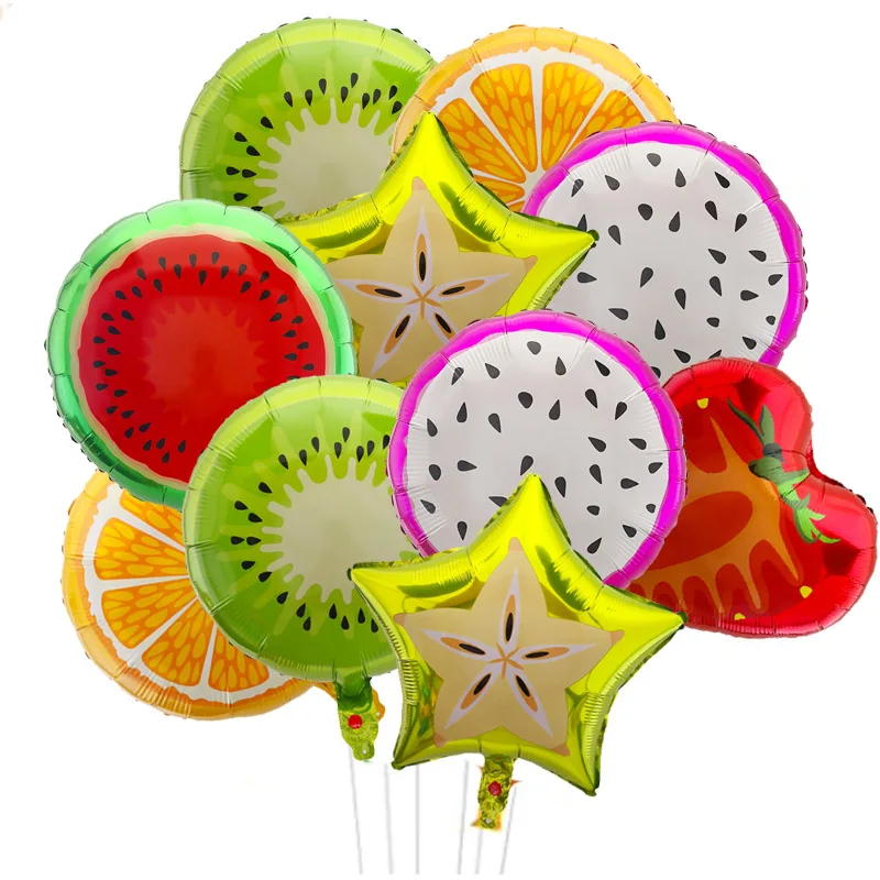10 Stück 18 Zoll Obst Wassermelone Ananas Orange Helium Folienballon Geburtstag Party Festival Hawaii Party Dekoration Lieferungen Image