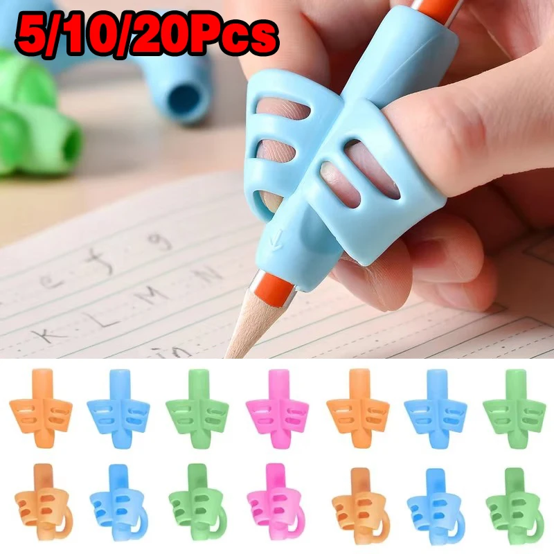 Schreibstift-Stifthalter für Kinder, 5/10/20-teiliges Set, Silikon-Haltungsorthese mit unterstütztem Griff für Studenten, Lernen und Üben Image