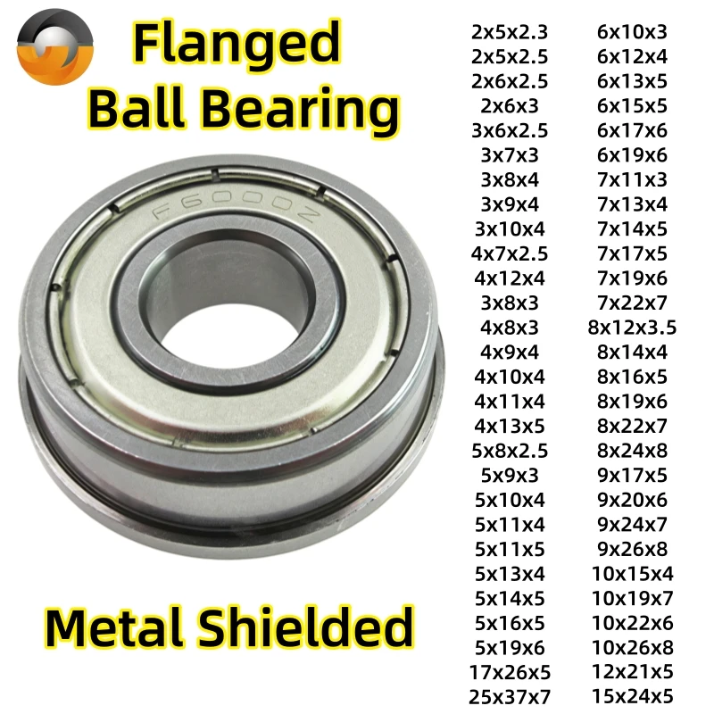 Flanschkugellager Bohrung 3 mm 4 mm 5 mm 6 mm 7 mm 8 mm 9 mm (10 Stück) MF115 MF126 F605 MF105 F683 F695 F686 F688 ZZ Lager mit Flansch Image