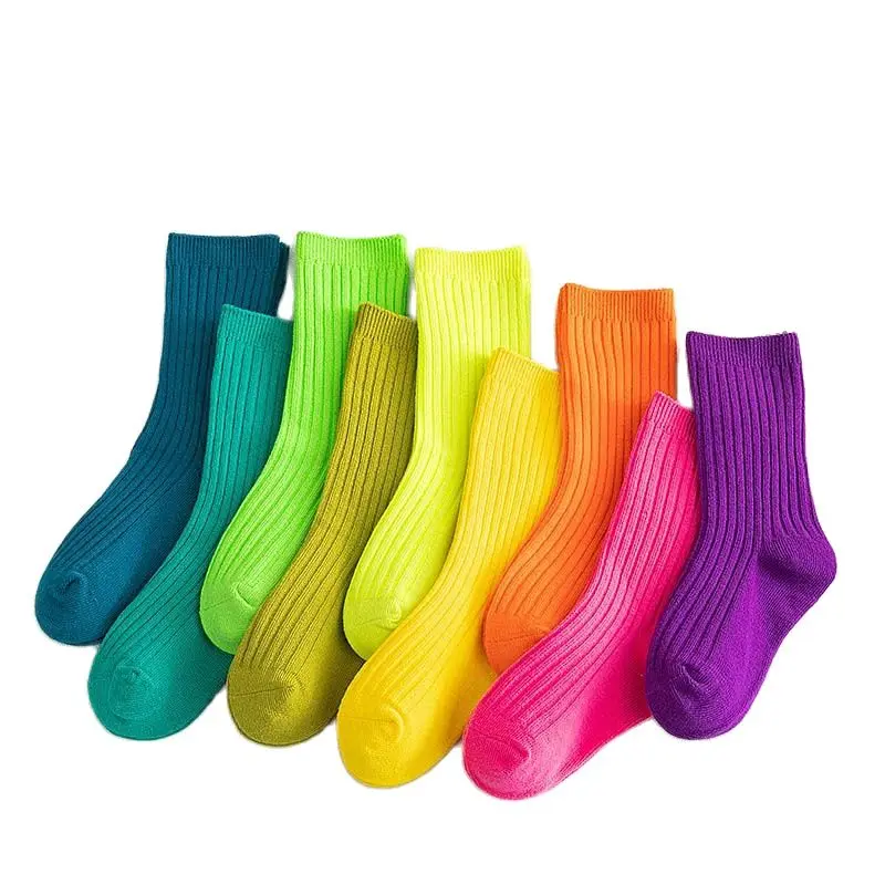 3 Paare/los 2024 Frühling Sommer kinder Candy Farbe Socken Koreanische Japanischen Stil Kinder Jungen Mädchen Doppel Nadel Mid-rohr Socken Image