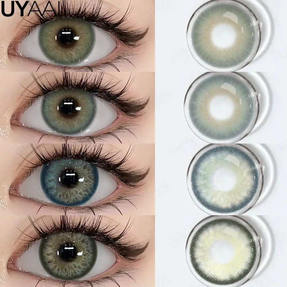 UYAAI Farbige Kontaktlinsen für Schönheit und Augenfarbe, Colorcon Wasserlicht-Naturkontaktlinsen, Blaue Linsen, Make-up, Grüne Kontaktlinsen Image