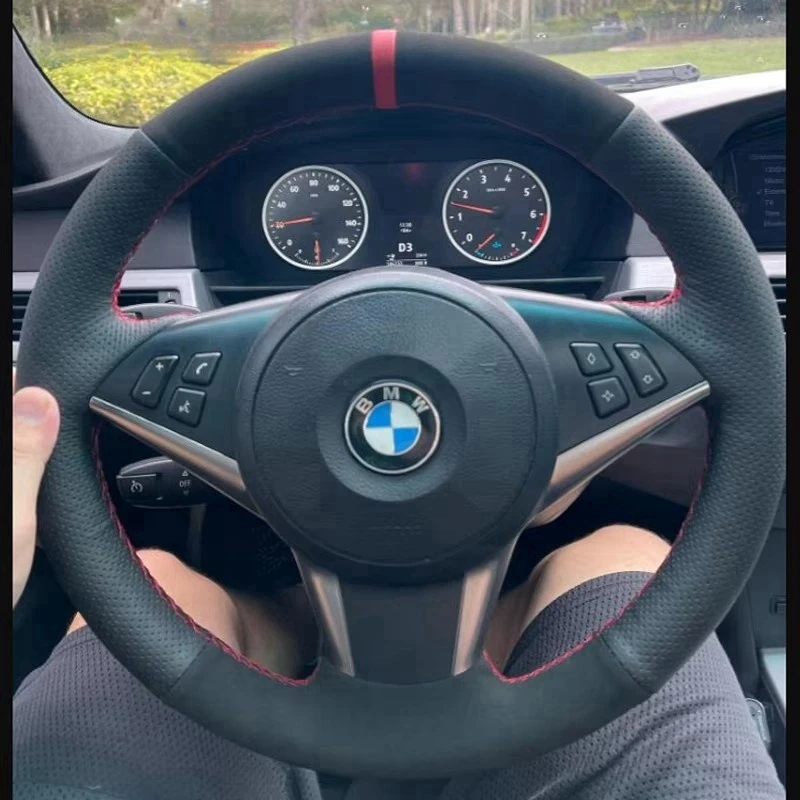 Wildleder Auto Lenkrad Geflecht Für BMW E60 E61 530d 545i 550i E63 E64 630i 645Ci 650i Auto Lenkrad Abdeckung Image