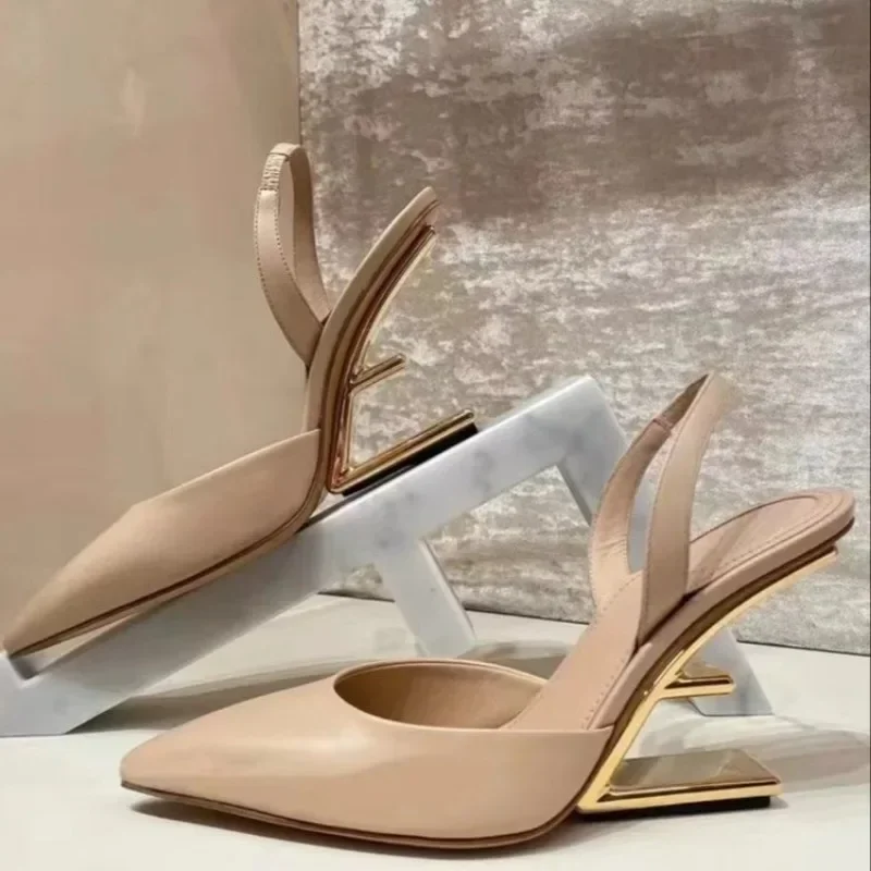 Sommer Seltsame Heels Damen Schuhe Einfarbig Design frauen Schuhe mit Hinten Reise Straps Spitz Mode Zapatos Para Mujere
