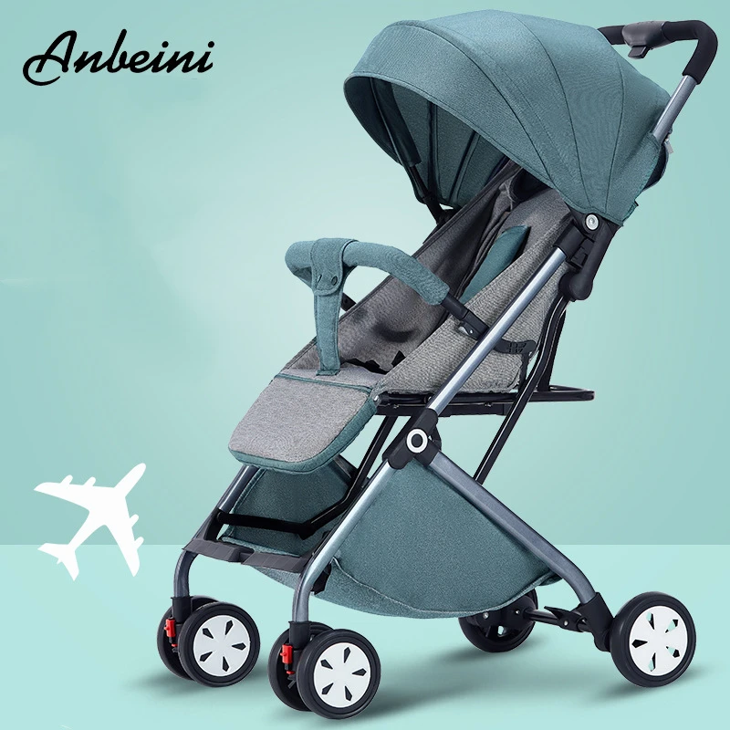 Kinderwagen mit hoher Landschaftsansicht, kann sitzt oder nach unten liegend werden, leicht und faltbar, einfacher Kinderwagen, Kinderwagen Image