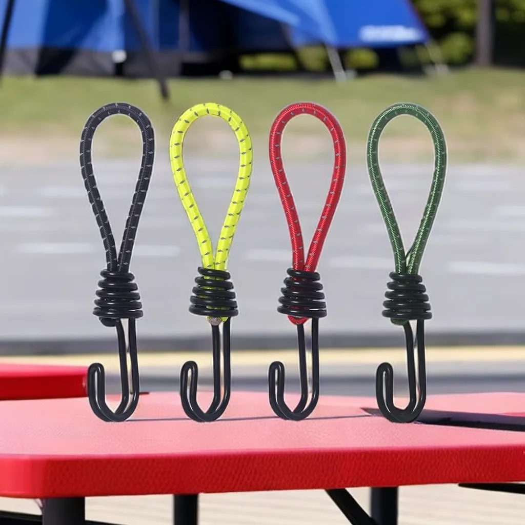 10 stücke Zelt Elastische Seil Schnur Haken Vielseitig Outdoor Camping Baldachin Plane Zelt Befestigungs Schnur String Karabiner Haken Zubehör Image