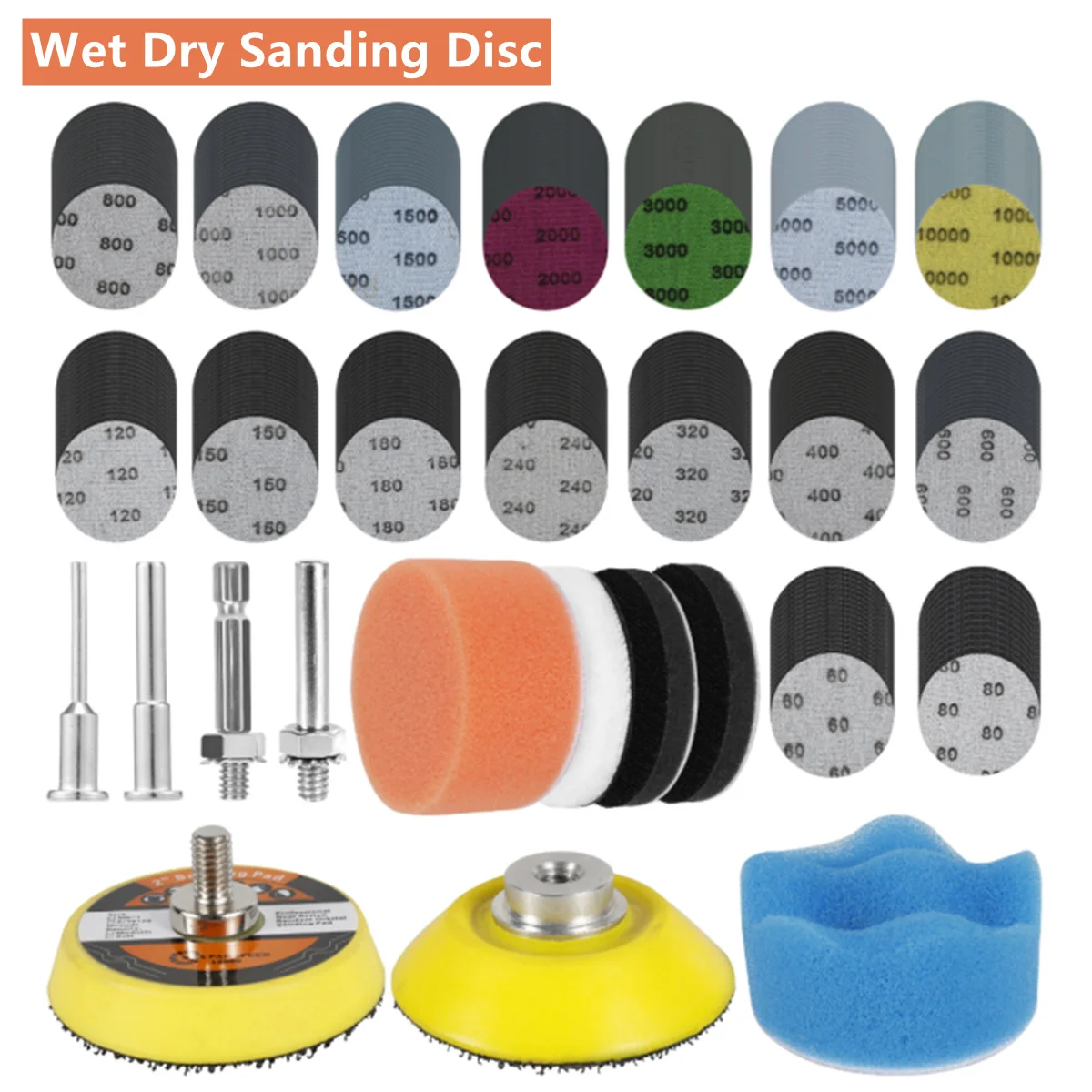 331/160 Stück Auto-Scheinwerfer-Reparatur-Restaurierungsset 2/3 Zoll 50 mm Schleifplatte Wachsschwamm Schleifpad zum Polieren und Schleifen Image