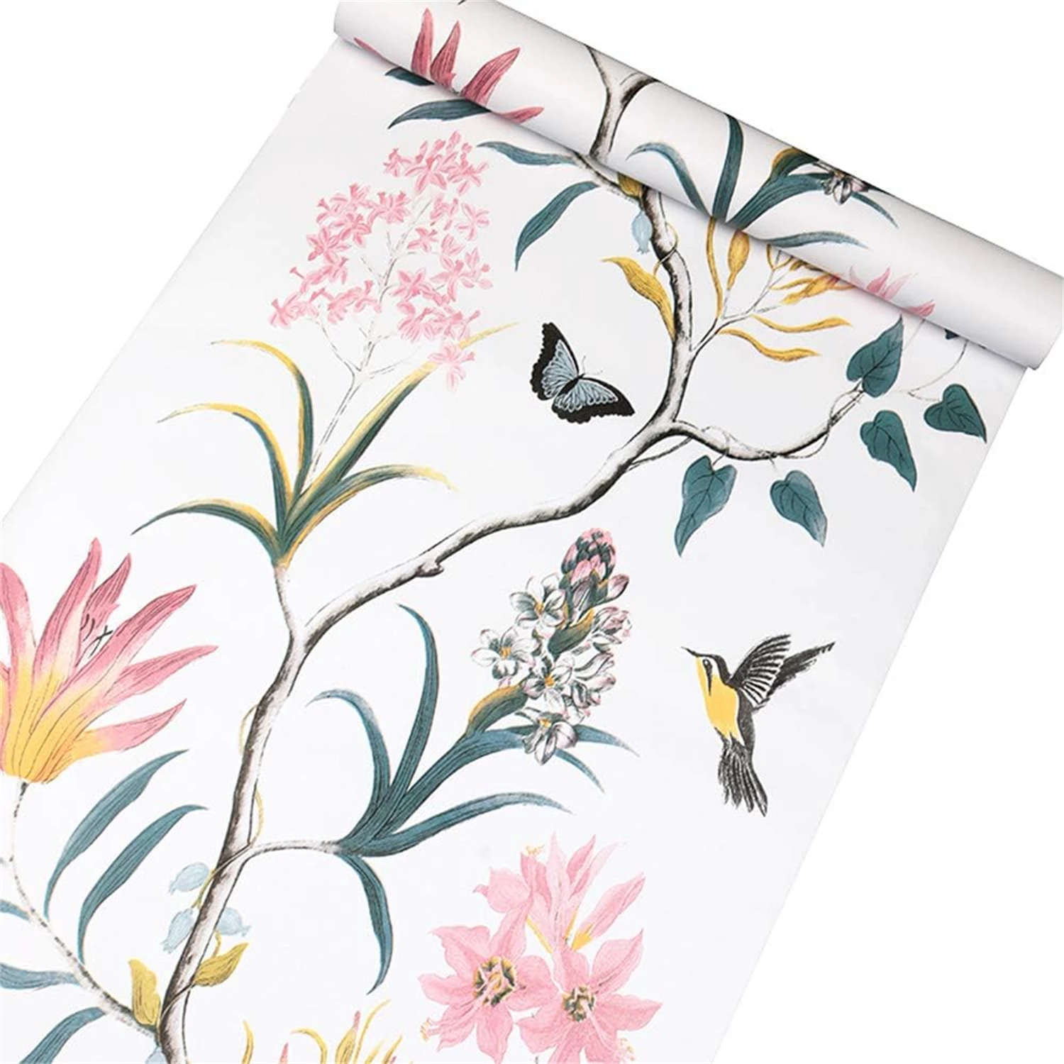 Selbst klebende Blumen vogel tapete moderne rosa Blumen tapete Wohnzimmer Schlafzimmer Küche Badezimmer Tapete Haupt dekoration