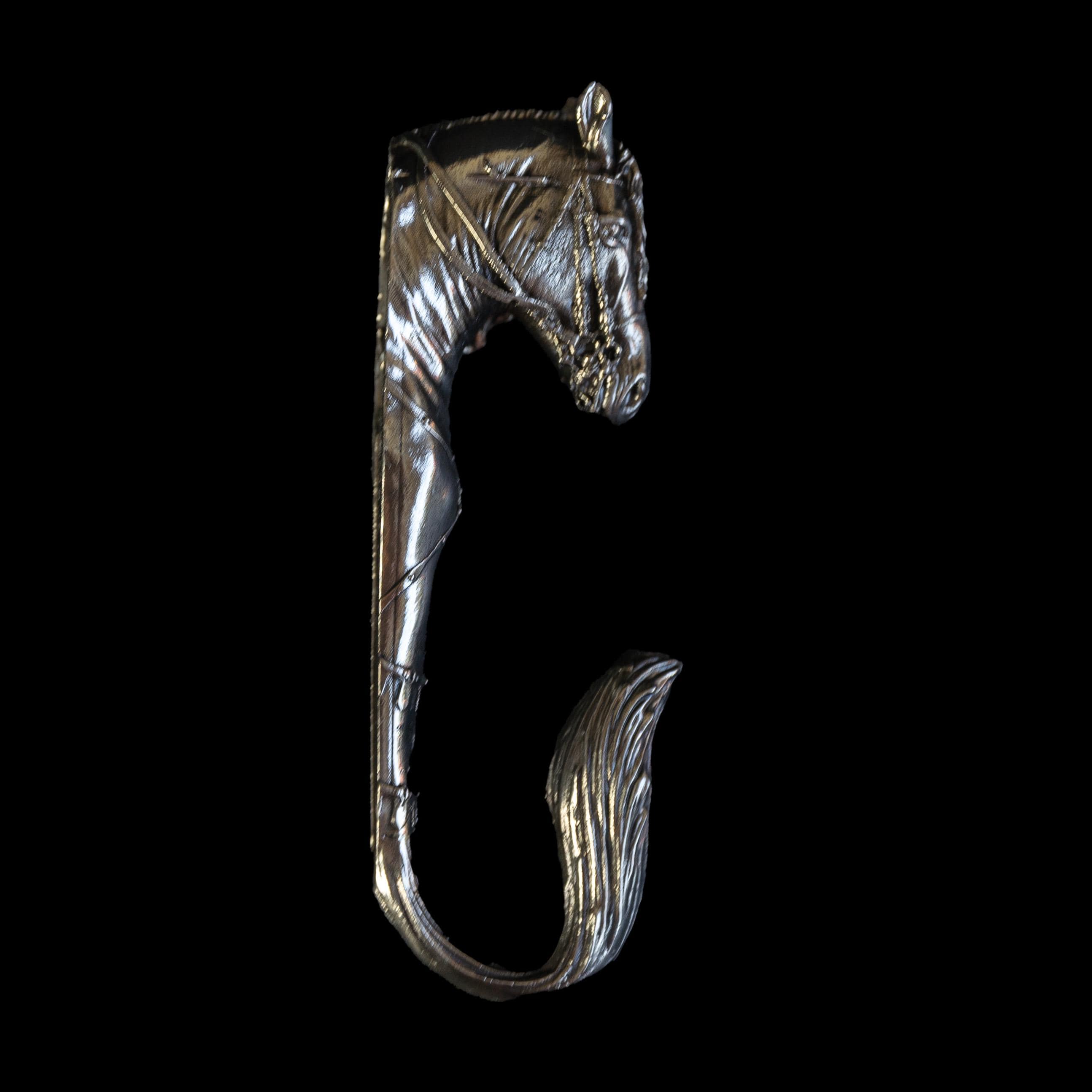 Gancio da parete a forma di testa di cavallo - Alpacca solida (argento tedesco) - Gancio da parete fatto a mano Neusilber - Decorazione equestre - Reg