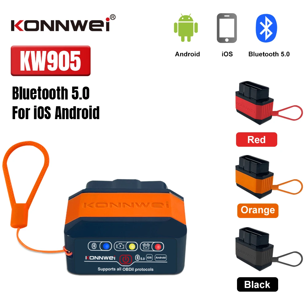 KONNWEI KW905 ELM327 V1.5 OBD2 Diagnose-Tool Bluetooth 5.2 Für Android/IOS ELM 327 OBD 2 ODB2 Auto Scanner Code Reader Image