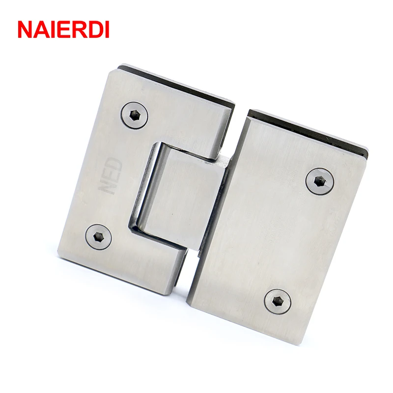 NAIERDI-4904 180 Grad Scharnier Öffnen 304 Edelstahl Wand Halterung Glas Dusche Tür Scharniere Für Home Bad Möbel Hardware