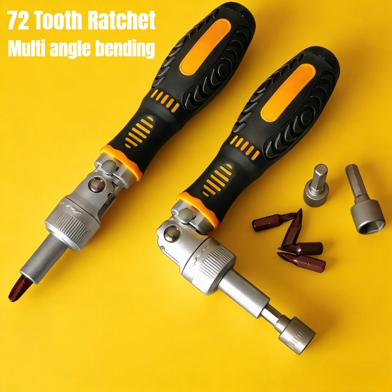 72-Zahn-Doppelweg-Ratschenschraubendreher-Set, magnetisches Multifunktions-Handreparaturwerkzeug für Haushaltsgeräte und Möbel Image