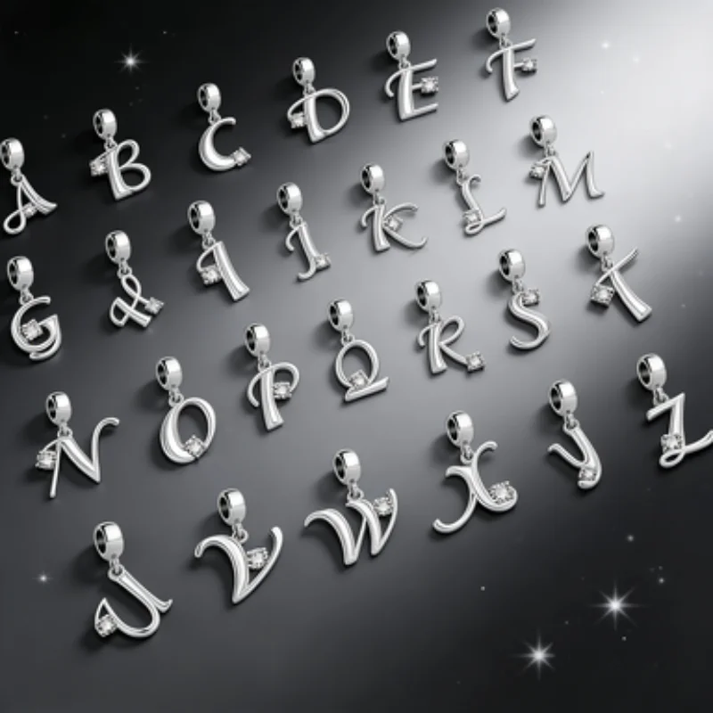 Bestseller Silber 925 Elegante Kursive Alphabet A-Z Anhänger für Armbänder DIY Schmuckherstellung Personalisierter Anhänger Perle für Frauen Geschenk