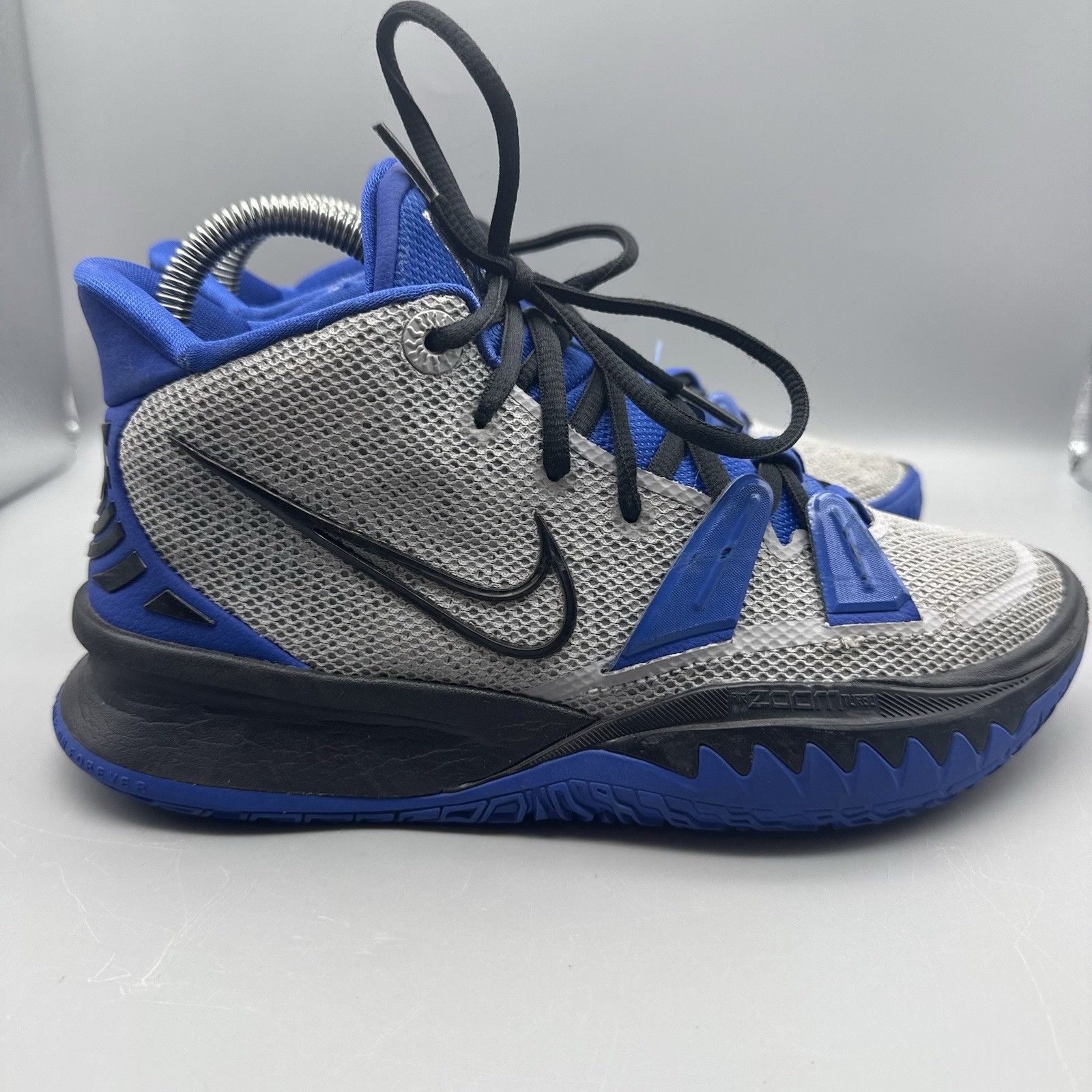 Nike Shoes | Kyrie Da7567-991 Nike Shoes Men’s Size 5.5 Gray Black Blue (Defects) | Color: Black/Blue/Gray | Size: 5.5