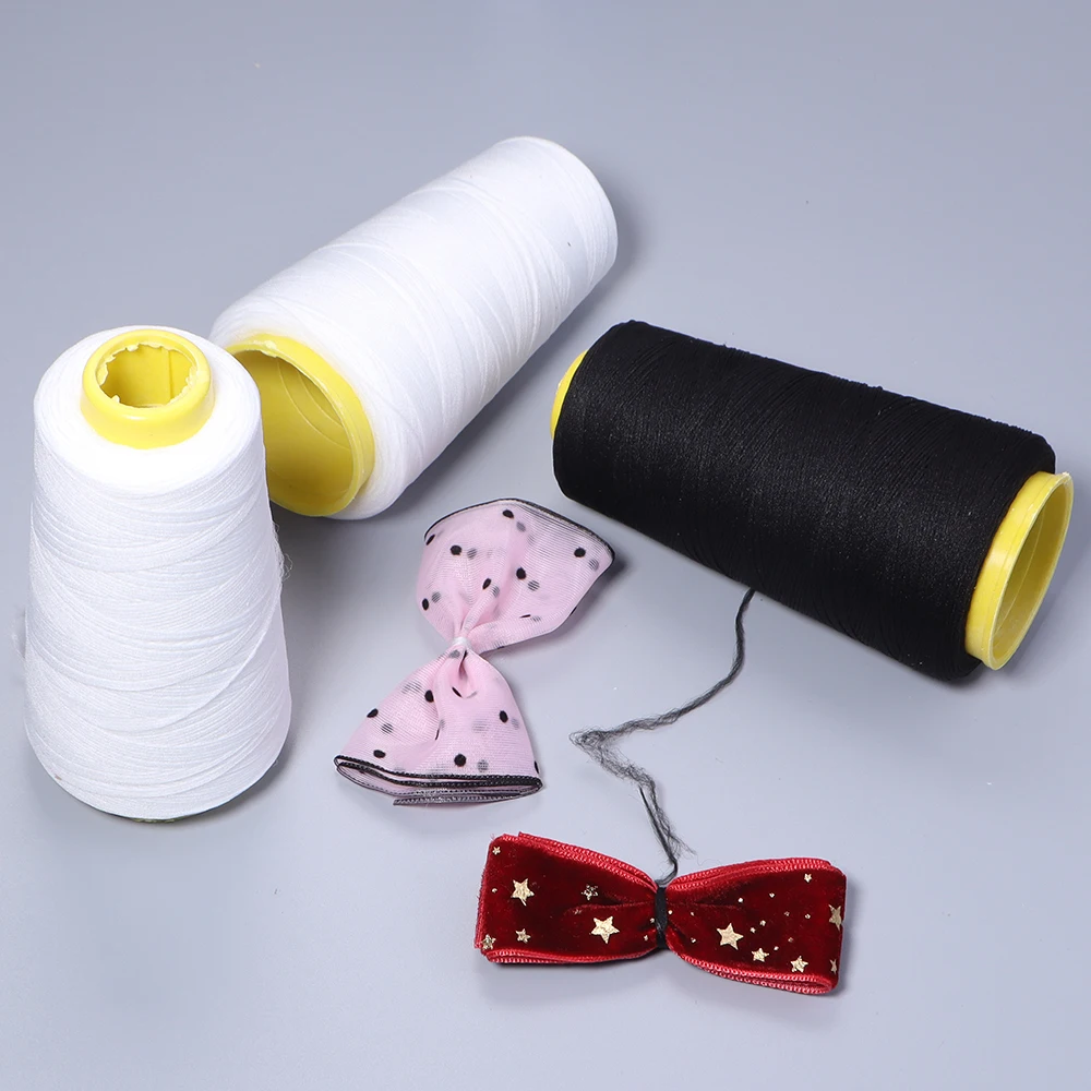 Schwarz/weißer elastischer Nähfaden aus 300 % Baumwolle, 1 Rolle, 750 Meter, für Nähmaschinenfäden, Stickerei, Heim-Nähwerkzeug Image