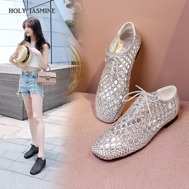 2021 neue Frühling Sommer Casual Schuhe für Frau Flache Weichen Boden Lässig Schuhe Atmungsaktives Mesh Schuhe Frau Mode Geflochtene Schuhe