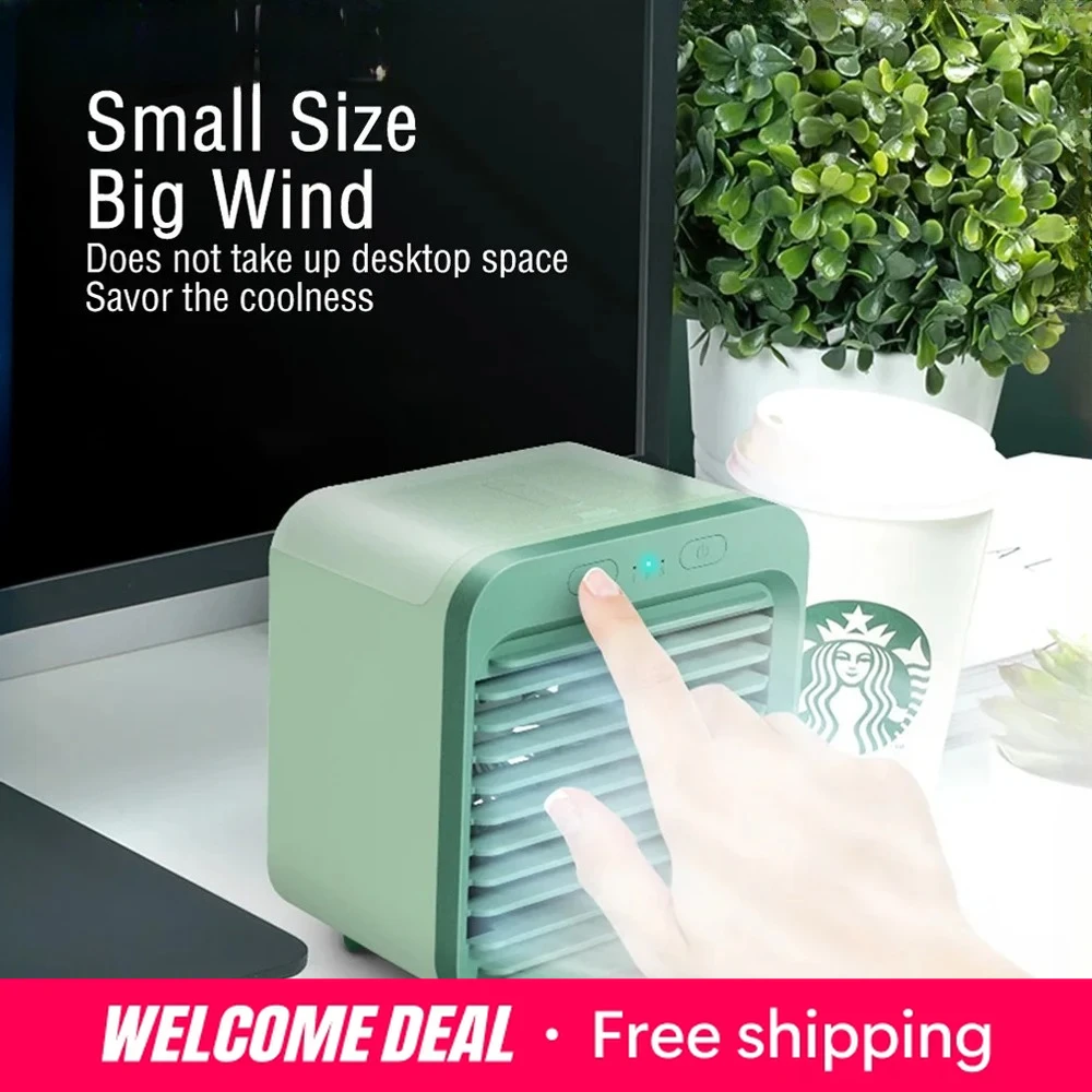 Nouveau mini climatiseur portable USB rechargeable à 3 vitesses, ventilateur de refroidissement, climatiseur, ventilateur de bureau