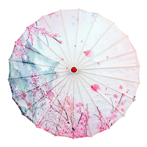 Handgefertigter chinesischer Papierschirm aus Seidenstoff, Vintage-Regenschirm mit orientalischem Blumenmuster für Hochzeiten, Fotoshootings, Tanzveranstaltungen, Cosplay, Partydekoration, verschiedene Größen für Erwachsene und Kinder (22 Zoll, 27... Image