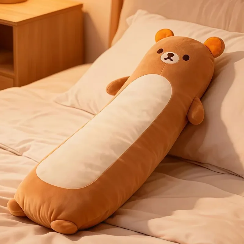 60–80 cm süßes Rilakkuma langes Kissen, Plüschtier, extra weiches Beinkissen zum Schlafen, Sofakissen, Büro, Nickerchenkissen, Geschenk Image