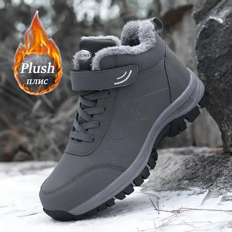 Winter Männer Stiefel Mikrofaser Leder Schnee Stiefel Mann Plüsch Warme Casual Schuh Wasserdicht Männer Stiefel Männlichen Turnschuhe Frühling Stiefeletten