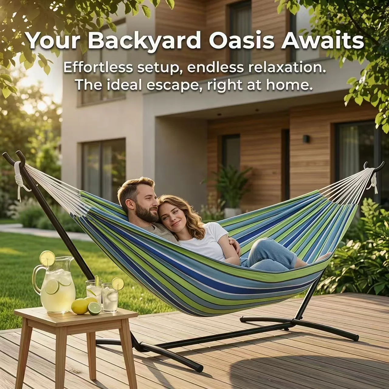 HAUSPROFI 2-Personen-Hängesessel, Relaxsessel, Hohe Belastbarkeit 450LBS für Terrasse Garten Hinterhof Außen- und Innenbereich Image
