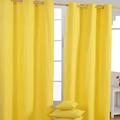 HOMESCAPES Yellow Eyelet Curtain Pair 137cm (54") Wide x 228cm (90") Drop Plain Heavy Unlined Curtains