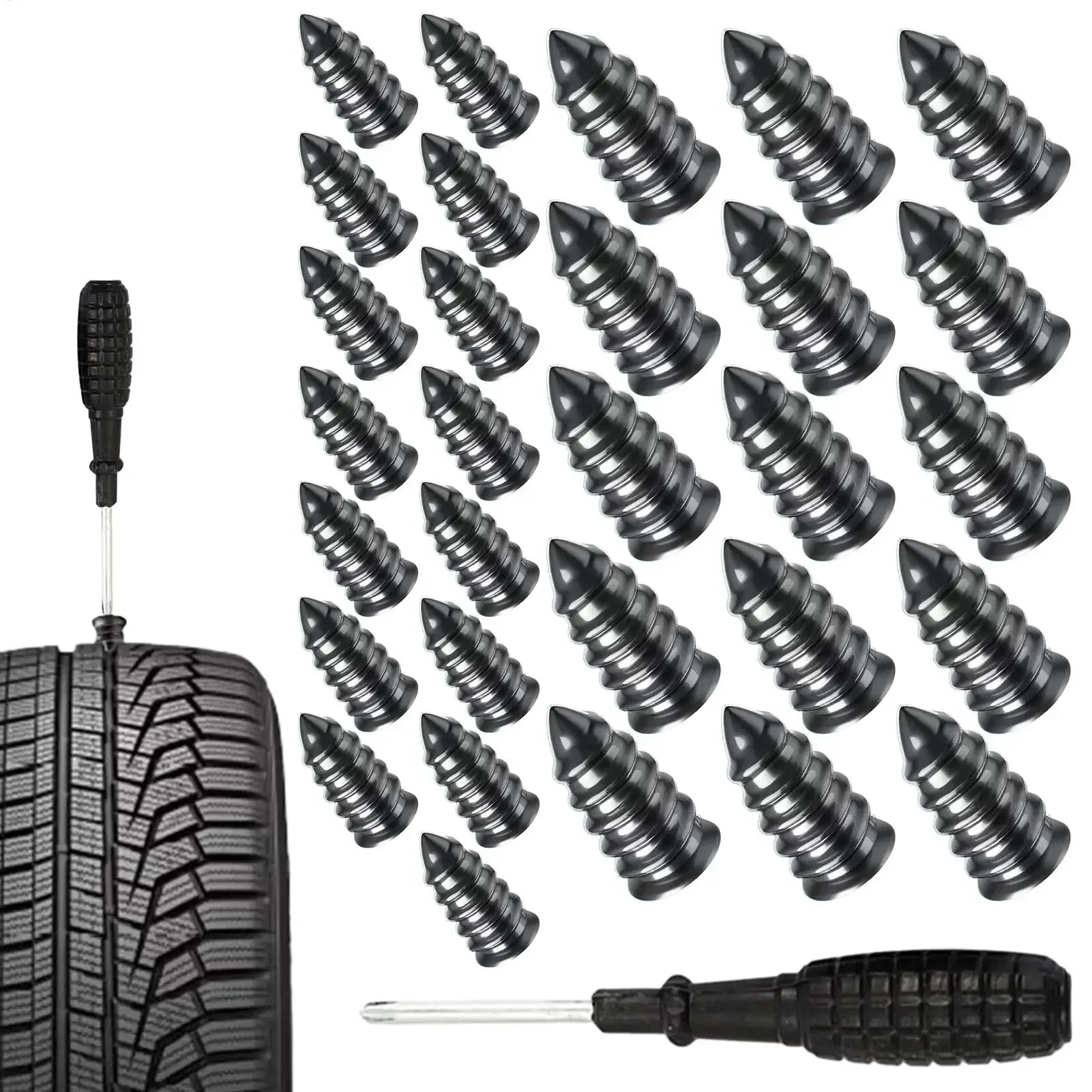 Kit de réparation de pneus sans chambre à air pour voiture et moto, 10/30 pièces, avec clous en caoutchouc et métal, vis pour pneus, outils de réparation pour voiture, camion et moto