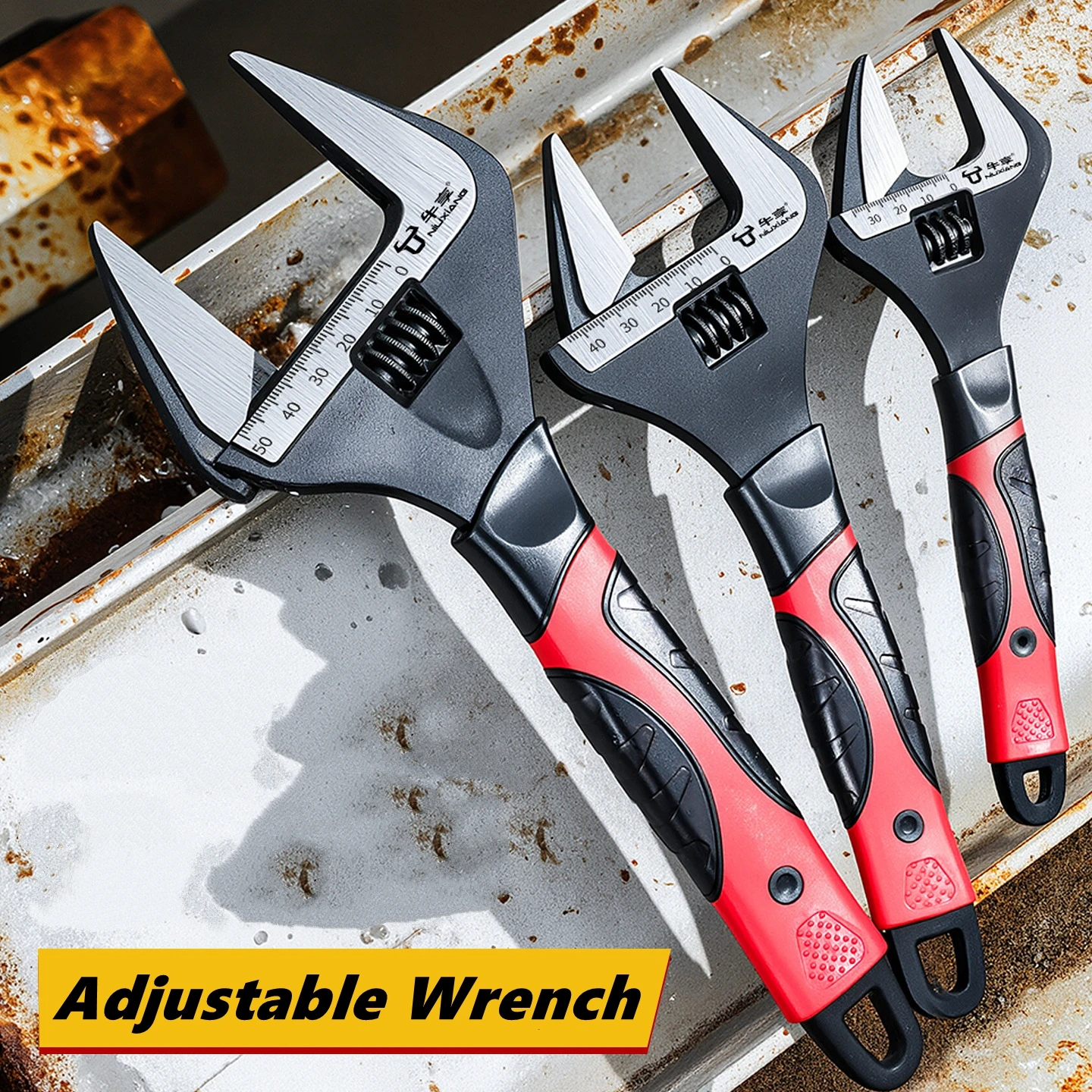 Verstellbarer großer Maulschlüssel, Universal-Schraubenschlüssel aus CR-V-Stahl, Reparaturwerkzeug für Maschinenwerkstätten, für Auto, Motorrad, Fahrrad, Handwerkzeug