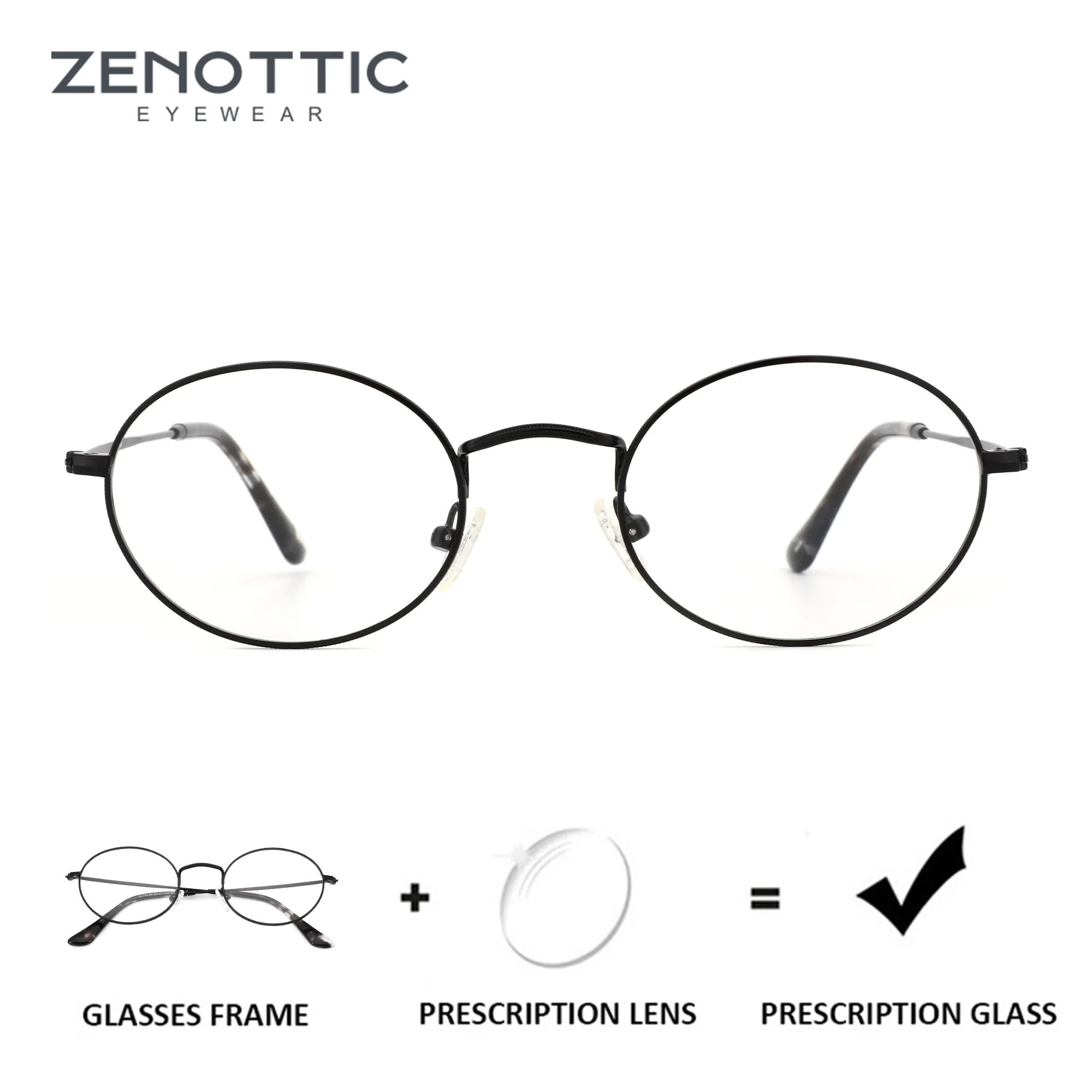 ZENOTTIC M Größe Stilvolle Metall Oval Brillen Für Frauen Männer Anti Blau Licht Myopie Optische Brillen