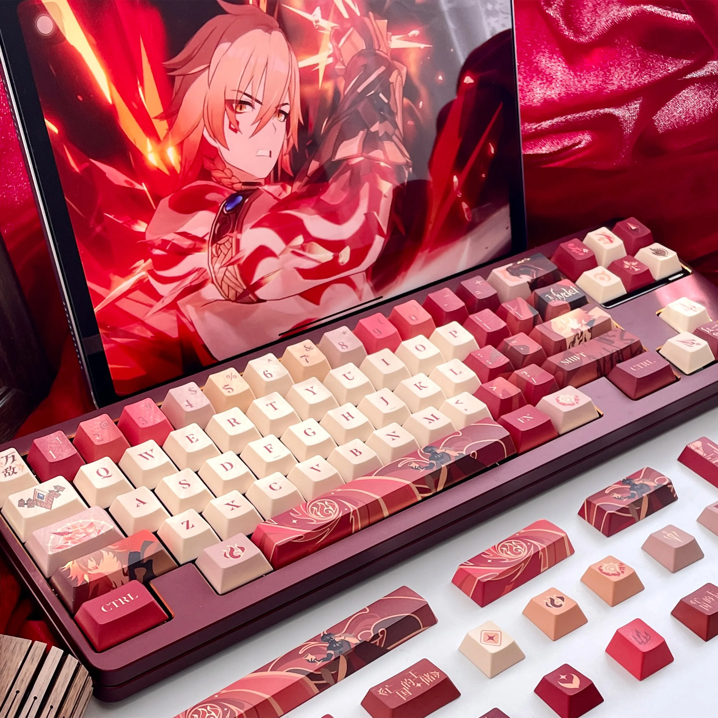 140 Tasten Honkai Star Rail Mydei Tastenkappen Anime Tastenkappe PBT Tastenkappe Kirschprofil Mechanische Tastatur Hergestellt 68 Mad68 Wooting 60 ISO Image